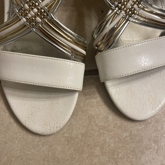 White Strappy Heels with Silver & Gold - Picture 4 of 5